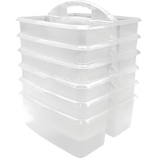 Teacher Created Resources® Small Plastic Storage Bin, Clear, Pack of 6