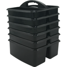 Black Plastic Storage Caddies 6-Pack