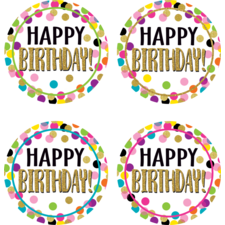 TCR8585 - Confetti Happy Birthday Stickers, Pack of 120 by Teacher Created  Resources 