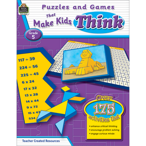 TCR2565 Puzzles and Games that Make Kids Think Grade 5 Image