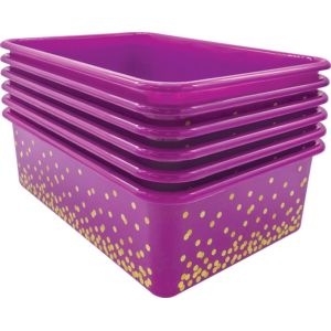 TCR32246 Purple Confetti Large Plastic Storage Bins 6-Pack Image