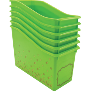 TCR32262 Lime Confetti Plastic Book Bins 6-Pack Image