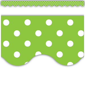 TCR4669 Lime Polka Dots Scalloped Border Trim Image