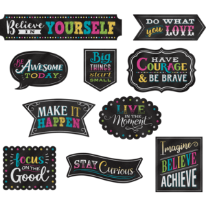 TCR77881 Clingy Thingies Chalkboard Brights Positive Sayings Accents Image