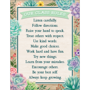 TCR7974 Rustic Bloom Our Class Rules Chart Image