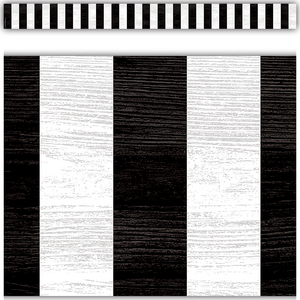 TCR8512 Modern Farmhouse Black Stripes Straight Border Trim Image