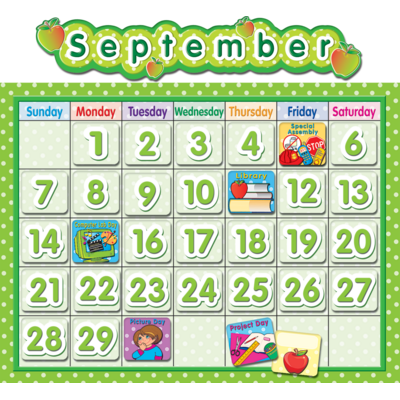 Polka Dot School Calendar Bulletin Board - TCR4188 | Teacher Created ...
