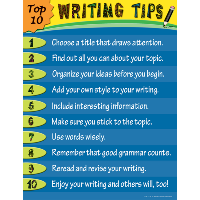 Top 10 Writing Tips Chart - TCR7716 | Teacher Created Resources