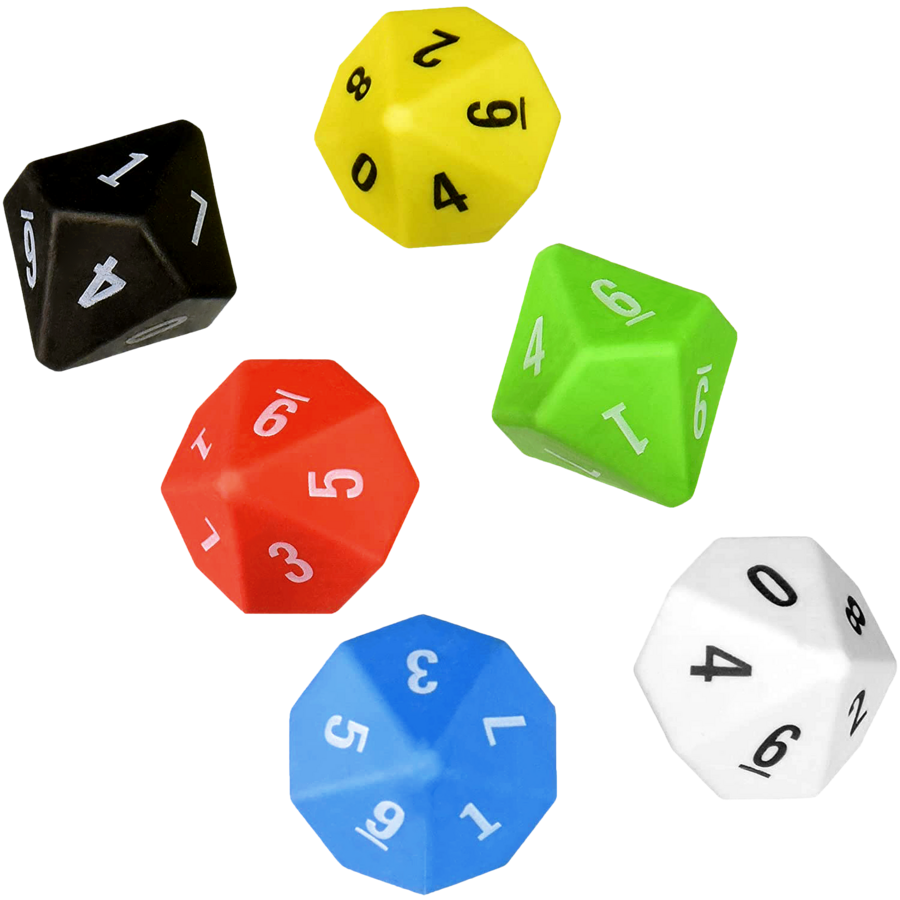 Bag of x10 Blank White Ten-Sided Dice (d10) - Board Game Barrister