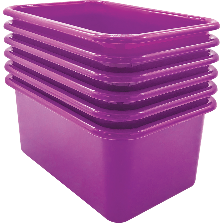 Purple Small Plastic Storage Bin 6 Pack - by TCR