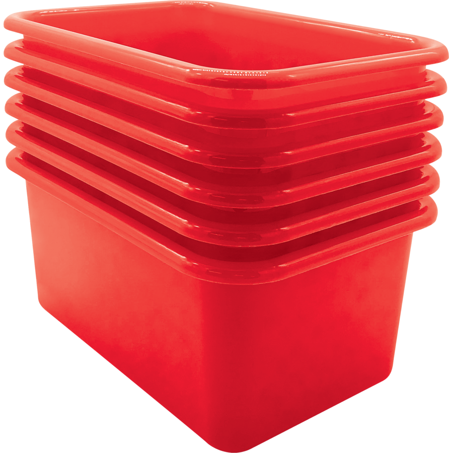 Red Small Plastic Storage Bin 6 Pack - TCR2088577