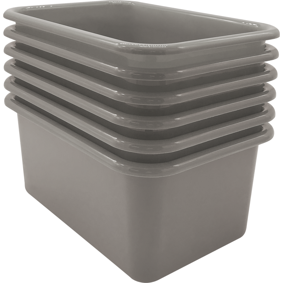 Gray Small Plastic Storage Bin 6 Pack - by TCR
