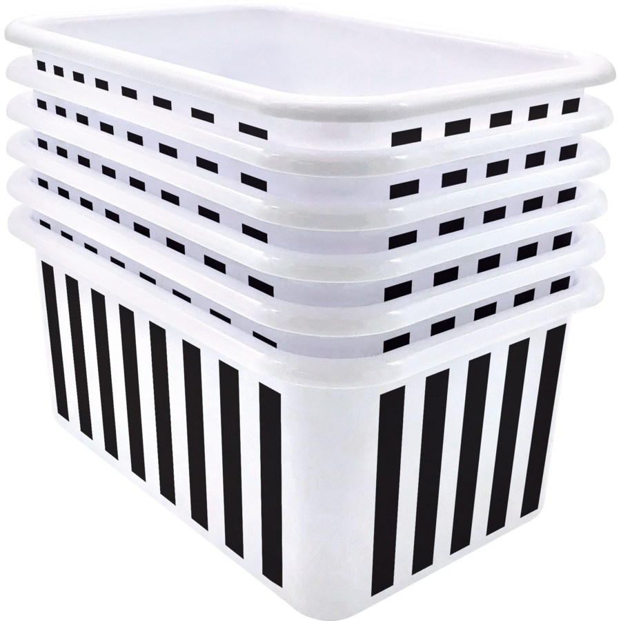 Black and White Stripes Small Plastic Storage Bin 6 Pack - by TCR