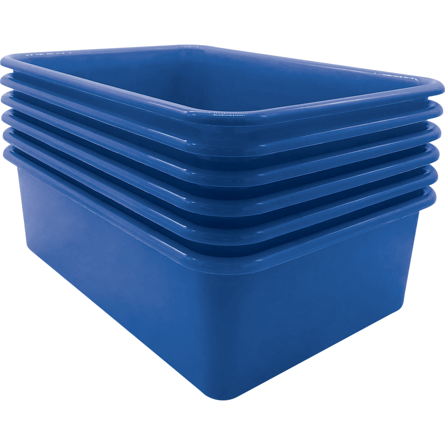 Blue Large Plastic Storage Bin - The School Box Inc