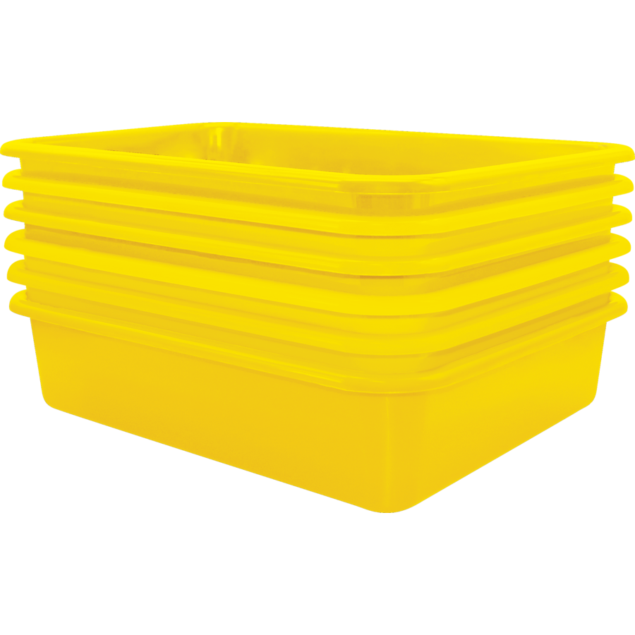 Yellow Large Plastic Storage Bin 6 Pack - by TCR