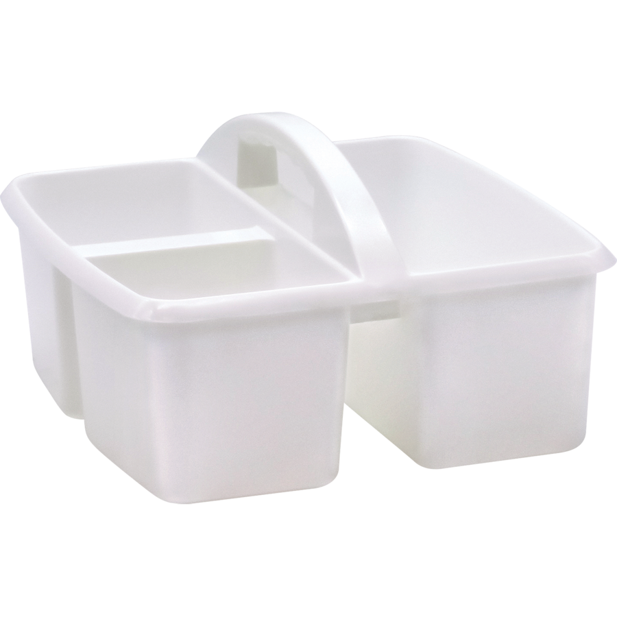 6-Compartment White Ceramic Portable Food Storage Box, Snack Caddy