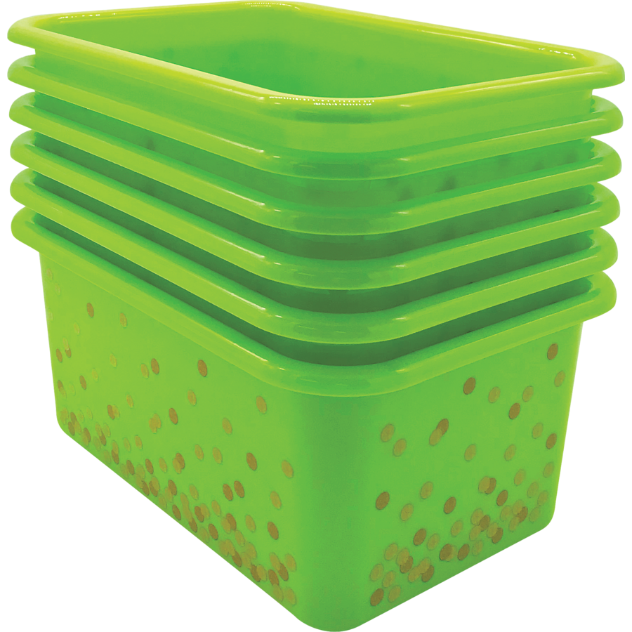 Lime Confetti Small Plastic Storage Bins 6-Pack - TCR32237