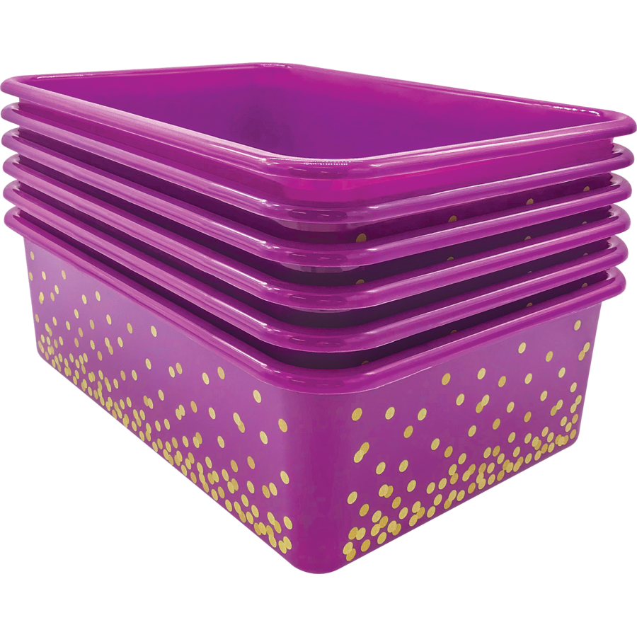 Purple Confetti Large Plastic Storage Bins 6-Pack - by TCR