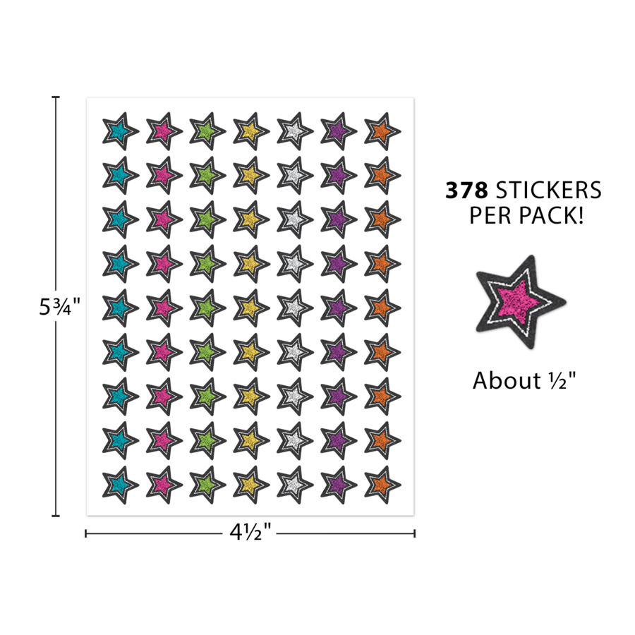 Chalkboard Brights Stars Mini Stickers TCR3556 Teacher Created