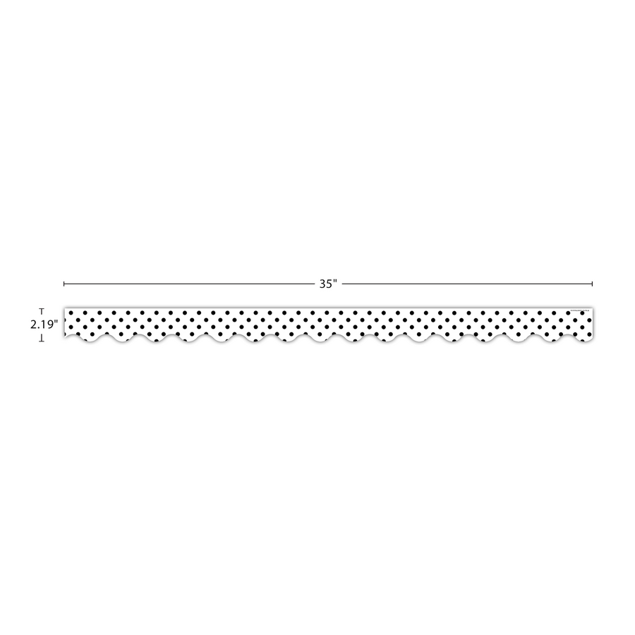 Black Polka Dots on White Scalloped Border Trim - TCR5593 | Teacher ...