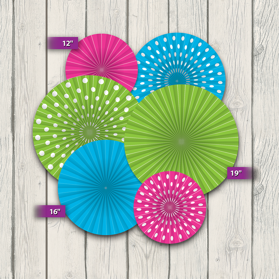 Polka Dots Hanging Paper Fans - TCR77105