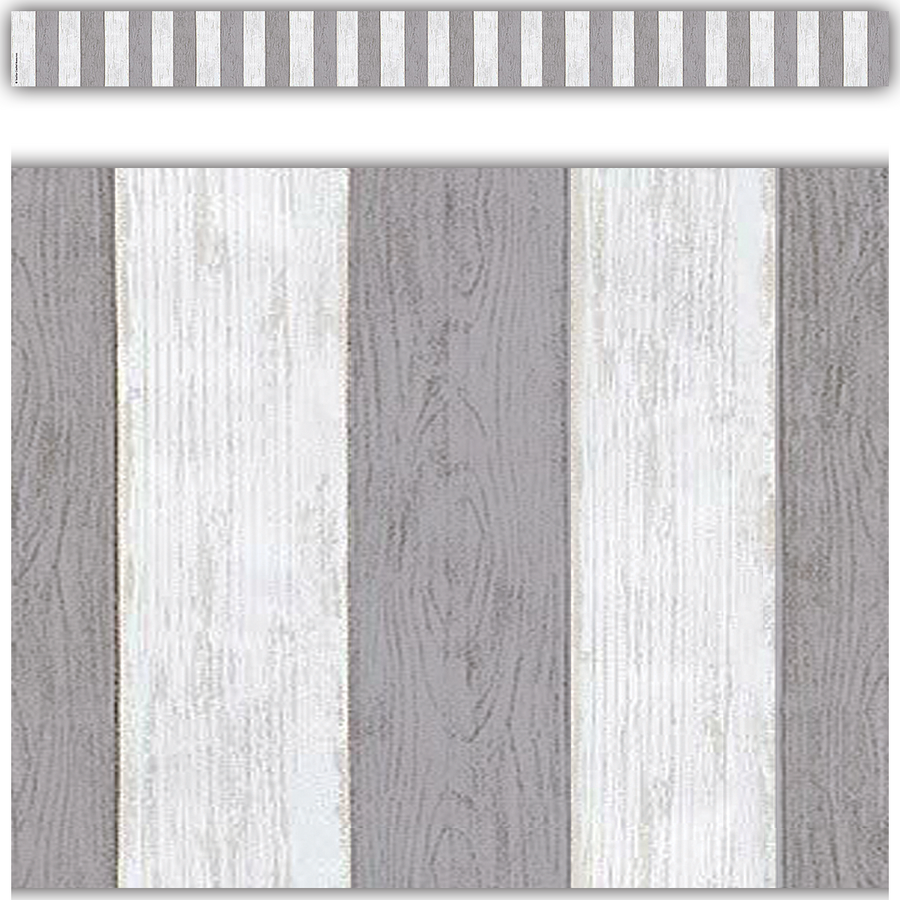 Modern Farmhouse Gray Stripes Straight Border Trim TCR8515 Teacher