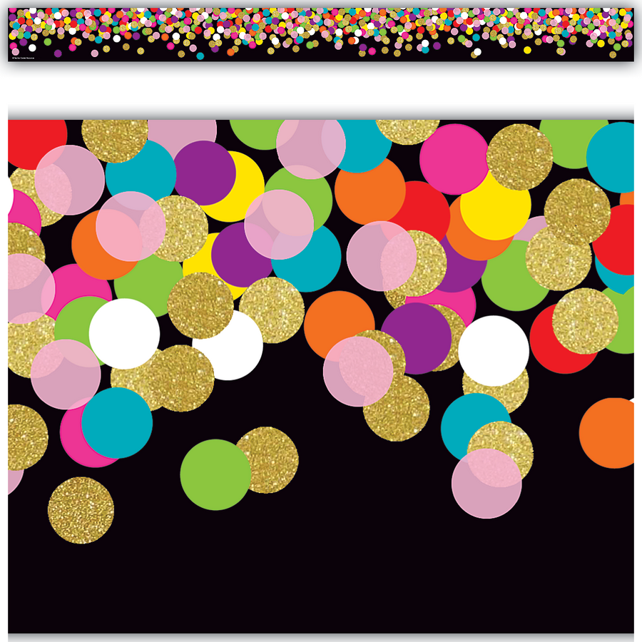  Bulletin Board Borders Rainbow Confetti Straight