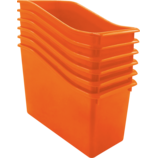 Orange Plastic Book Bin 6 Pack