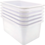 White Small Plastic Storage Bin 6 Pack