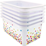 Confetti Small Plastic Storage Bins 6-Pack