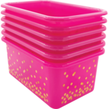 Pink Confetti Small Plastic Storage Bins 6-Pack