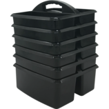 Black Plastic Storage Caddies 6-Pack