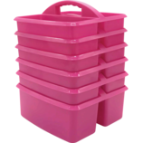 Pink Plastic Storage Caddies 6-Pack