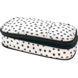 Black Painted Dots on White Pencil Case