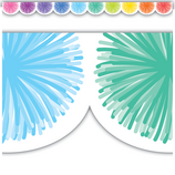 Colorful Poms Scalloped Die-Cut Border Trim