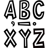 Black and White 7" Fun Font Letters