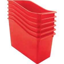 Red Plastic Book Bin 6 Pack
