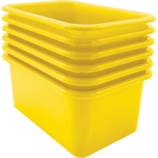 Yellow Small Plastic Storage Bin 6 Pack