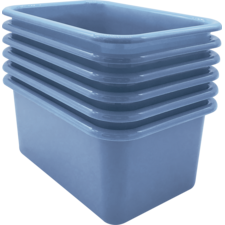 Slate Blue Small Plastic Storage Bin 6 Pack