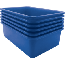 Blue Large Plastic Storage Bin 6 Pack