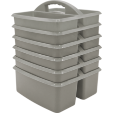 Gray Plastic Storage Caddy 6 Pack