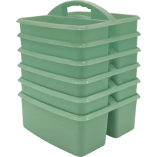 Eucalyptus Green Plastic Storage Caddy 6 Pack