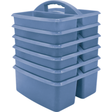 Slate Blue Plastic Storage Caddy 6 Pack