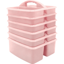Light Pink Plastic Storage Caddy 6-Pack