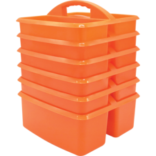 Orange Plastic Storage Caddies 6-Pack