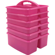 Pink Plastic Storage Caddies 6-Pack