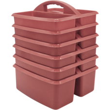 Deep Rose Plastic Storage Caddy 6-Pack