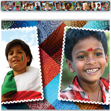 Multicultural Kids Postcards Straight Border Trim