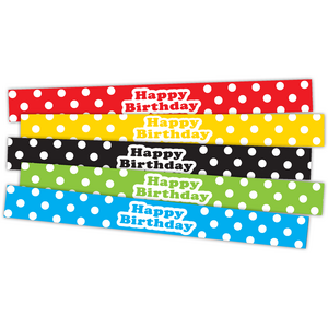 TCR20665 Polka Dots Happy Birthday Slap Bracelets Image