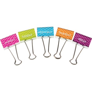 TCR20668 Chevron Days of the Week Large Binder Clips Image